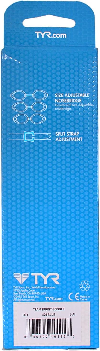 TYR Adult Team Sprint Performance Swim Goggles
