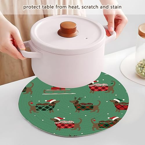 Miniatura 5 de 3 Pcs Extra Large Trivet Mat Red Green Plaid Buffalo for Hot Dishes 15in Cotton Thread Weave Heat Resistant Mats for Cooking Pot Kitchen Aid