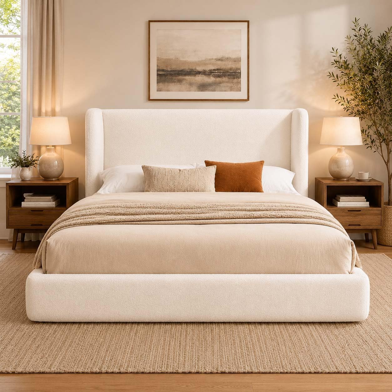 Anwick Queen Cloud Bed Frame with Headboard, Upholstered Platform Bed - Image 1