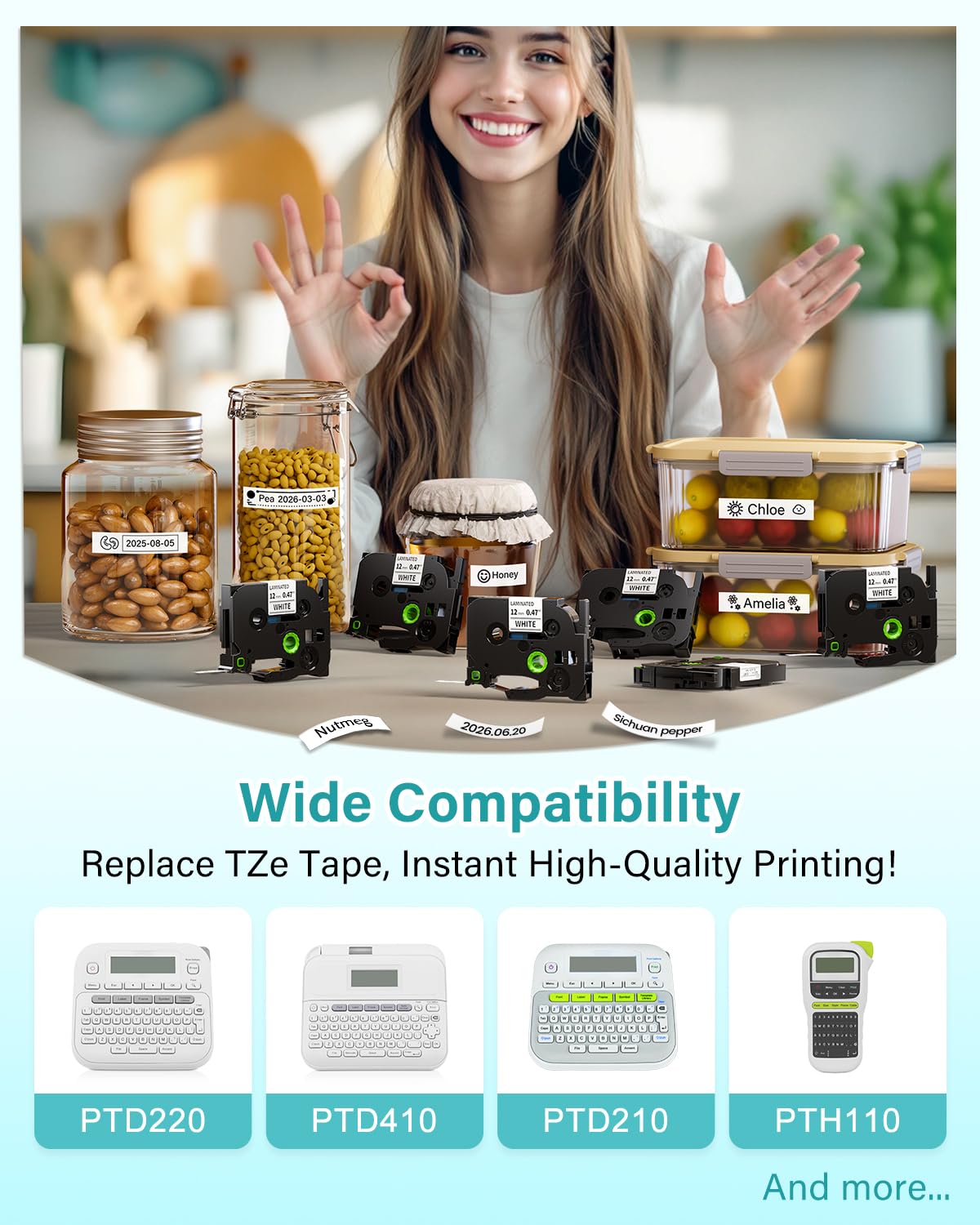 12mm 0.47 Laminated White Tape Replace for Brother Label Maker Tape TZe-231 Compatible with P-Touch TZ TZe 1/2