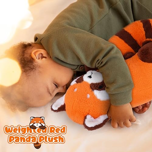 Miniatura 2 de Peluche con peso de panda rojo, 17 pulgadas, 2.4 libras, juguete de peluche con panda rojo, lindo animal de peluche de panda para niños, almohada