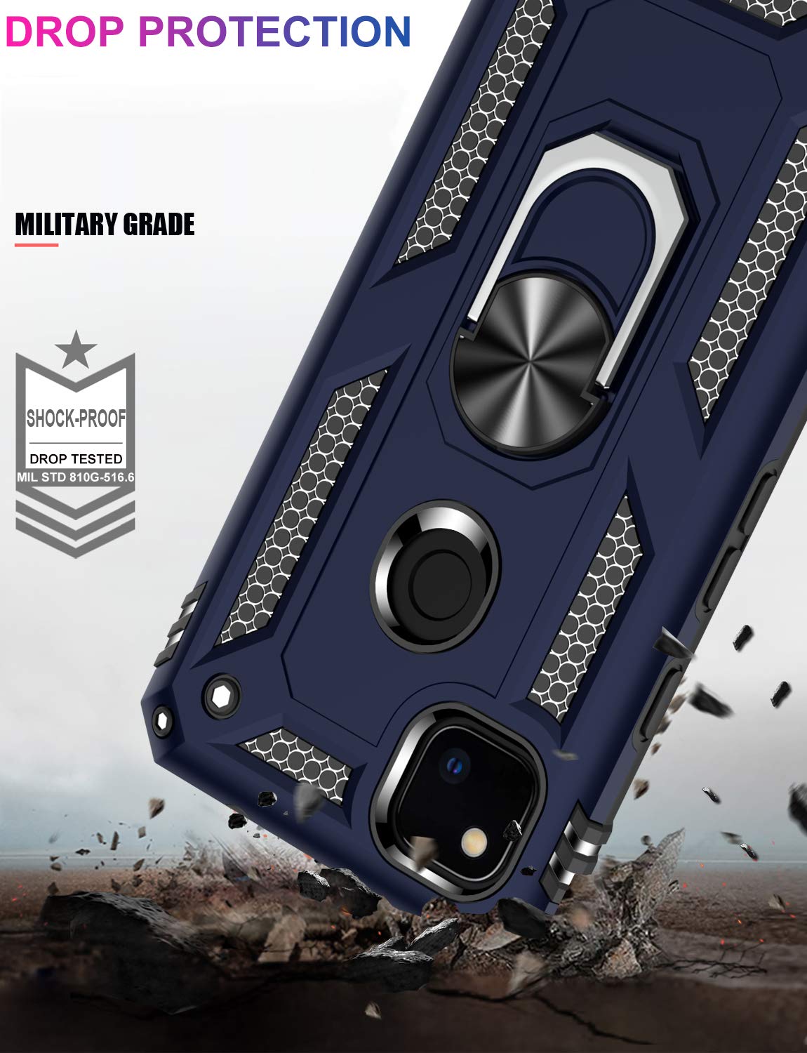 LUMARKE Custodia Protettiva Per Google Pixel 4A + 2 Pellicole Vetro: Anti-Caduta Militare Con Anello Magnetico E Supporto Auto - 2