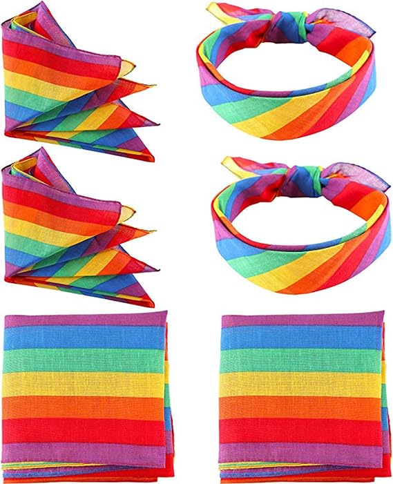 vamei 6pcs Rainbow Bandanas Headbands LGBT Gay Pride Accessories Unisex
