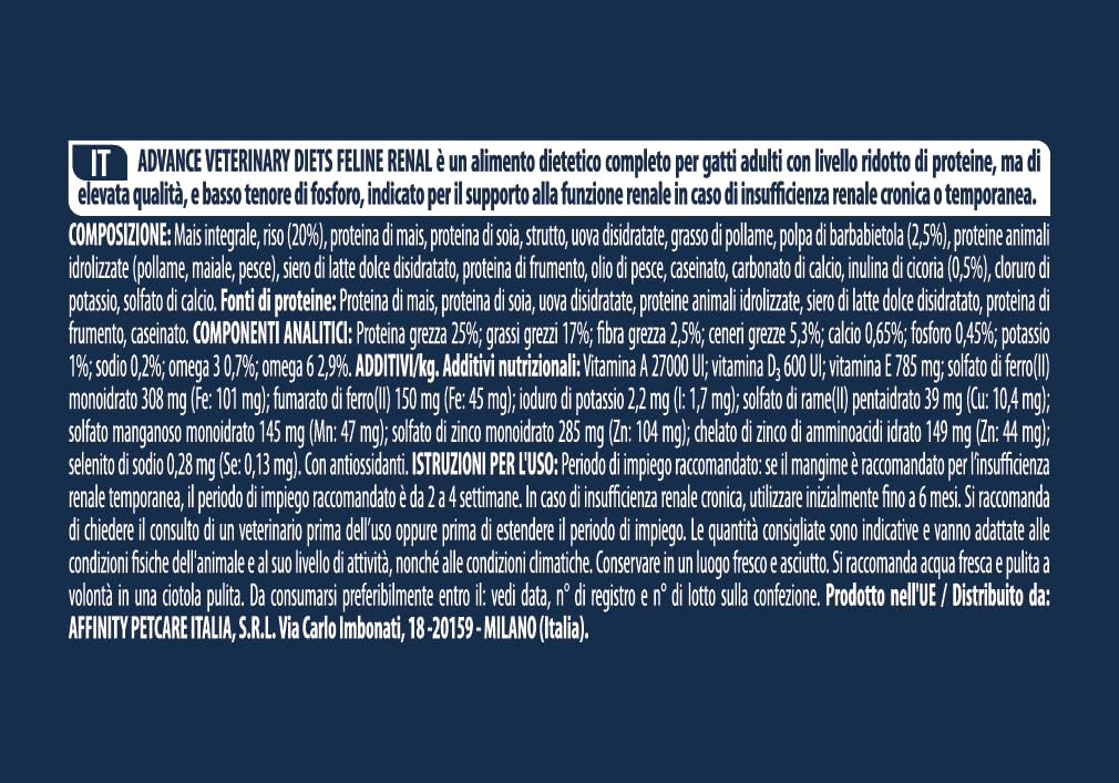 Advance Veterinary Diets - Renal - Cibo per Gatti con Insufficienza Renale - 8kg