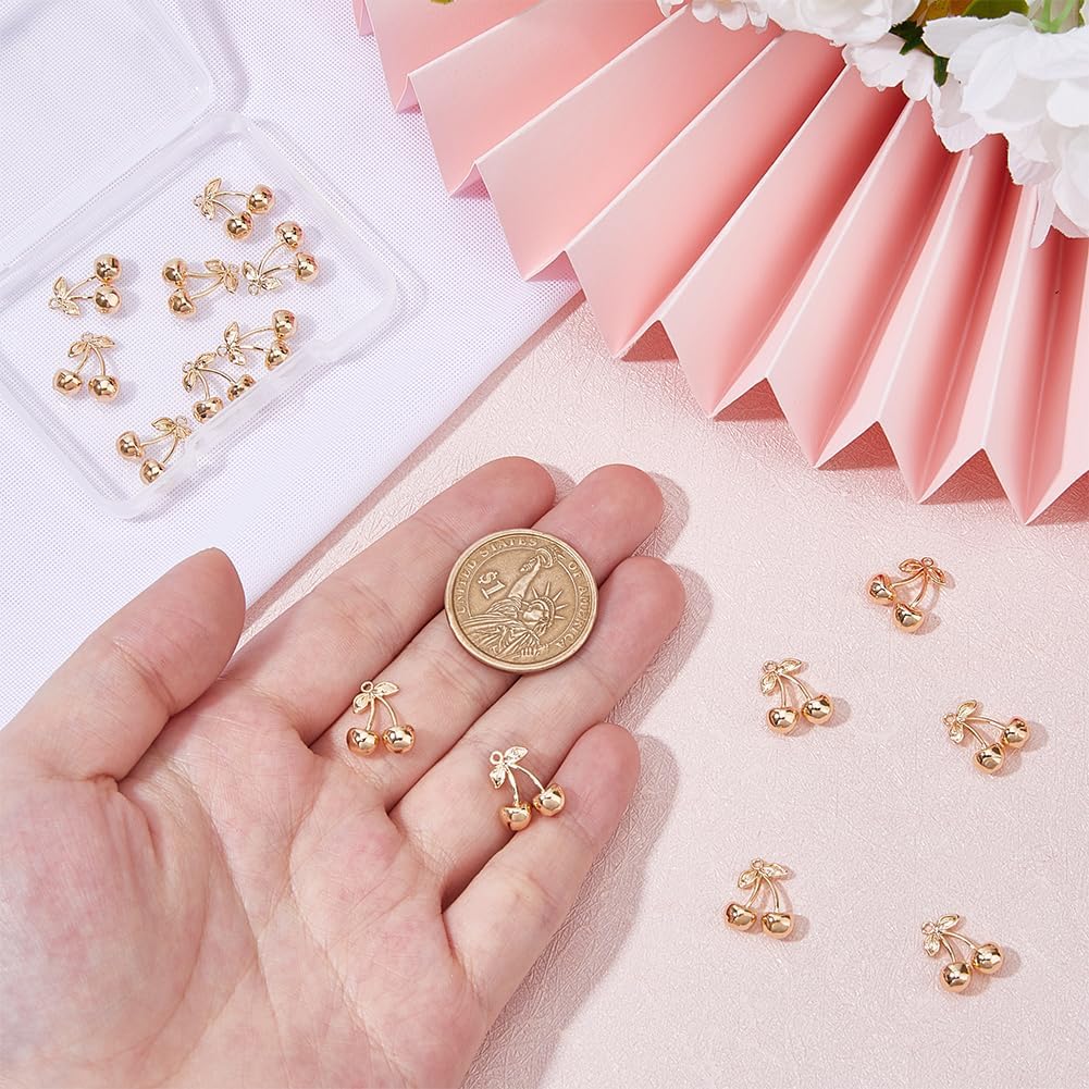 16Pcs Metal Fruit Charms 18K Gold Plated Cute Fruit Charm 3D Imitation Cherry Charms Gold Cherry Charm for Jewelry Necklace Bracelets Earrings Making DIY Crafts - Image 3