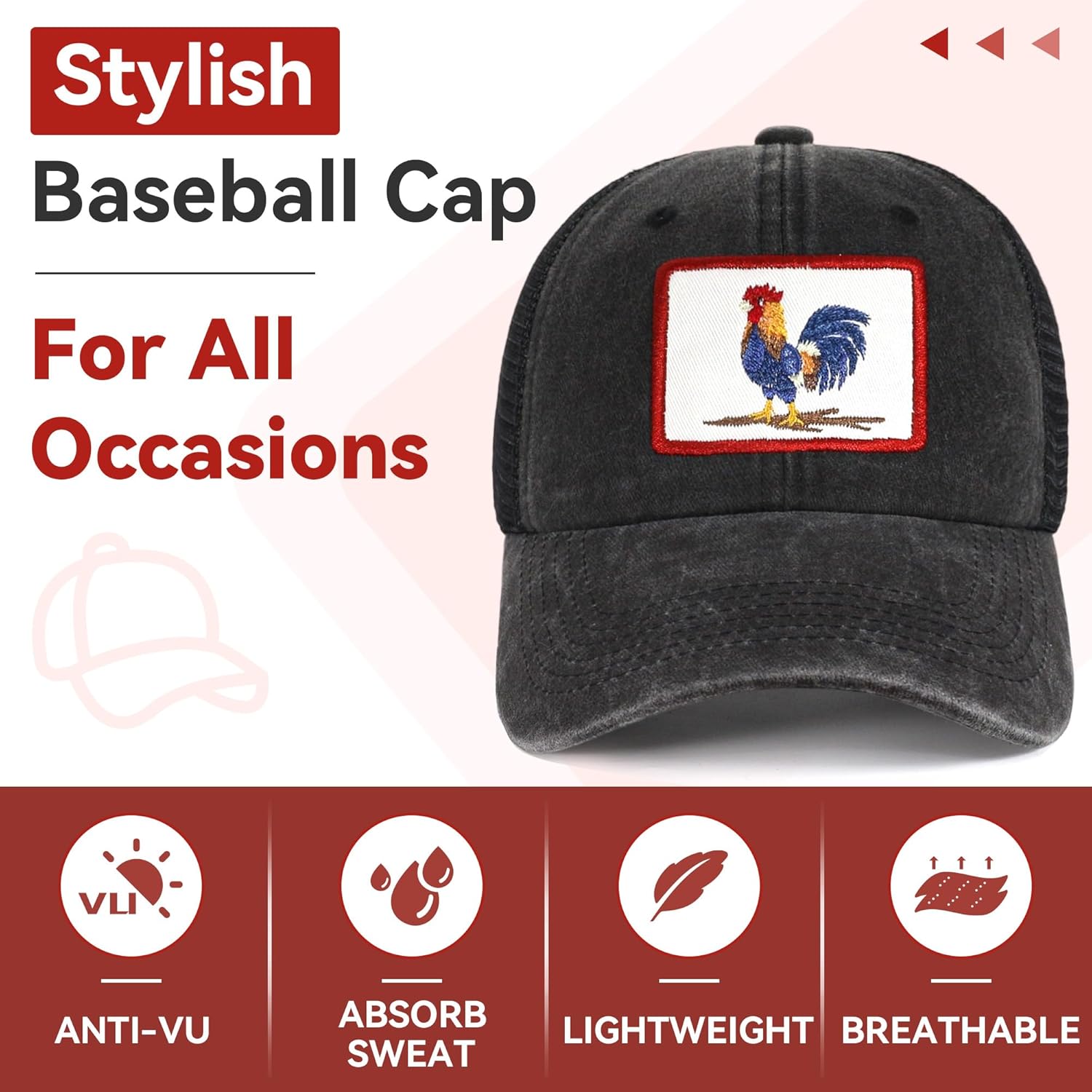 Embroidered Rooster Hats - Men Women Funny Baseball Cap - Trucker Gifts hat - Image 6