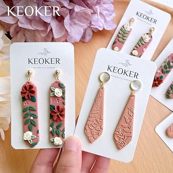 Keoker Long Dangle Shape Polymer Clay Cutters, Long Rectangle Clay Earrings Cutters, Basic Clay Cutters (10PCS All)