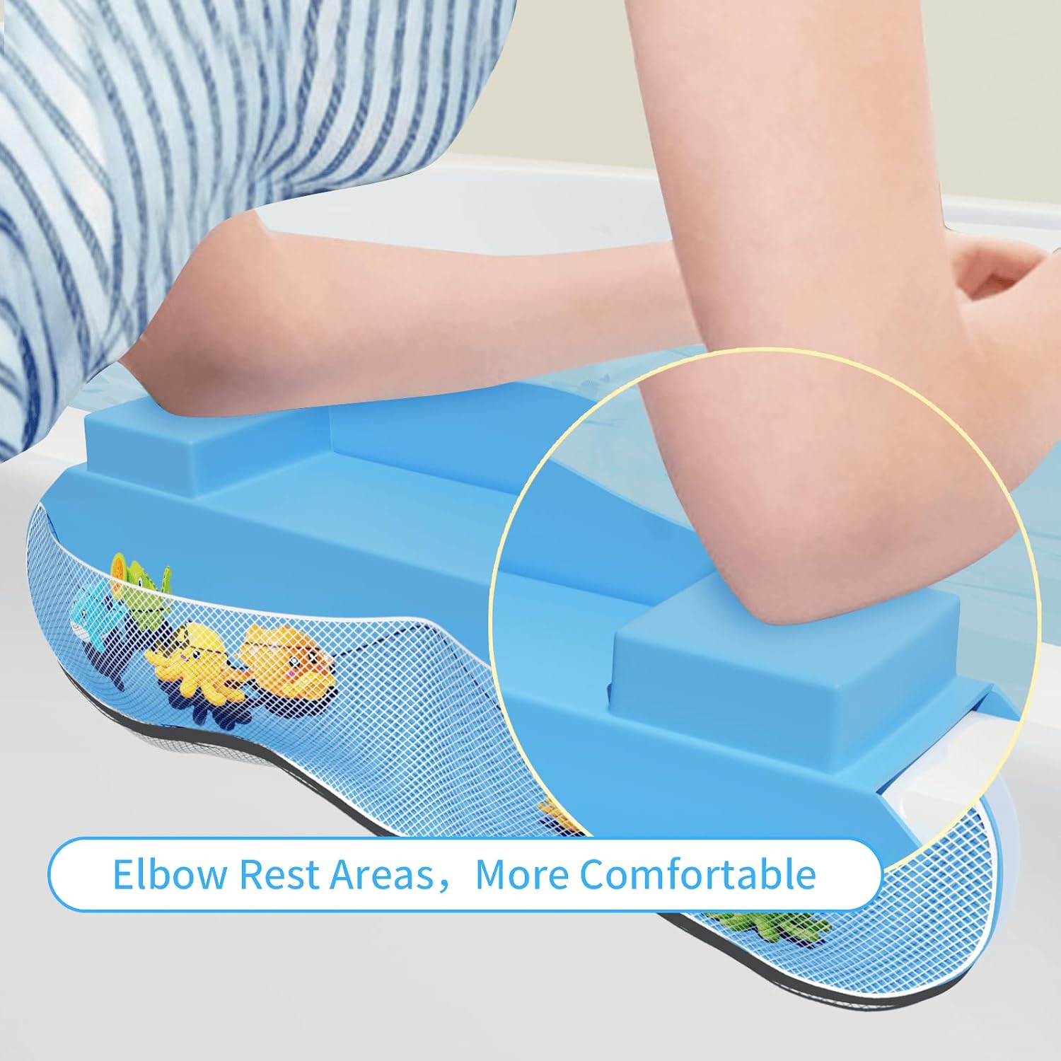 Splash Guard for Bathtub Silicone Tub Water Splash Guard, Bath Splash Guard for Tub Kids with 8 Suction Cups, Bath Tub Play Shelf (21.97 in)