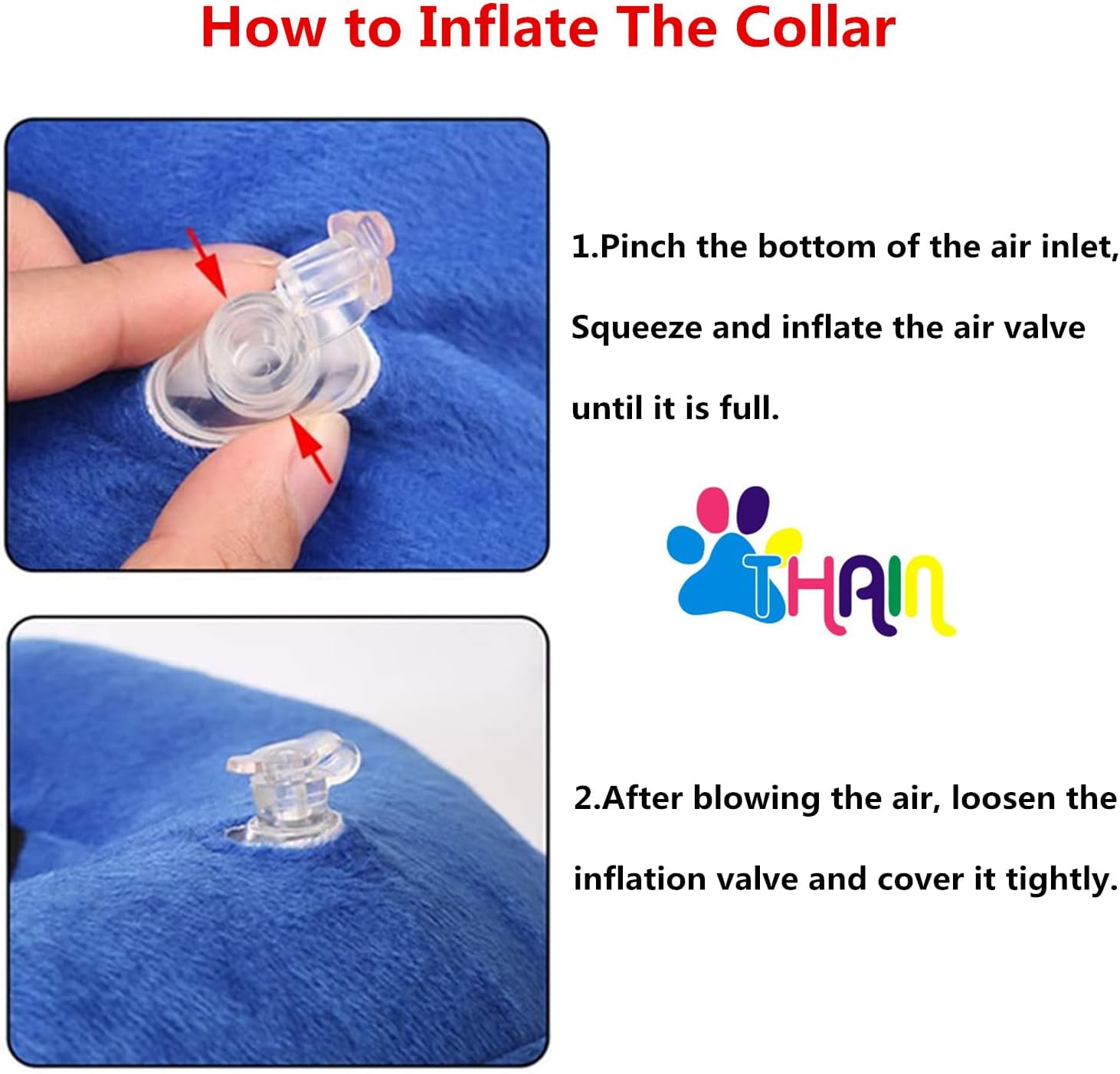 THAIN Soft Dog Recovery Protective Collar After Surgery-Cone Inflatable Collar for Dogs and Cats - Adjustable Washable Elizabethan Collar (L)