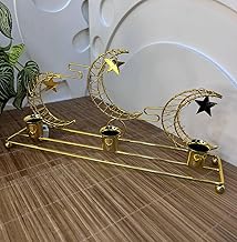 Decorative Gold Metal Crescent Moon Candle Holder, 3-Tier with Stars, Modern Home Decor