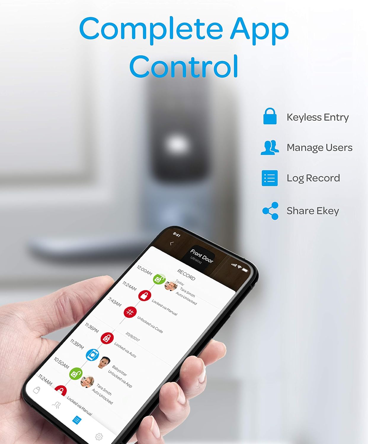 ULTRALOQ UL3 BT (2nd Gen) Smart Lock 5-in-1 Keyless Entry Electronic Door Handle, Satin Nickel