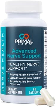 Primal Labs Nerve Support Capsules, 60 Count | Supports Nerve Health, Sensory Function & Comfort, Benfotiamine, Alpha Lipoic Acid, Acetyl L-Carnitine, Vitamins B6 B12