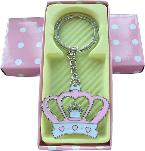 Miniatura 1 de 12 llaveros de corona rosa para baby shower, regalo de cumpleaños para invitados, corona, llavero, decoración de mesa, caja de regalo rosa, Rosado