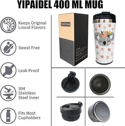 Miniatura 3 de Bonita taza de café de viaje de acero inoxidable, divertida botella de agua aislada de 13 onzas, regalos de cumpleaños para tía, hermana,