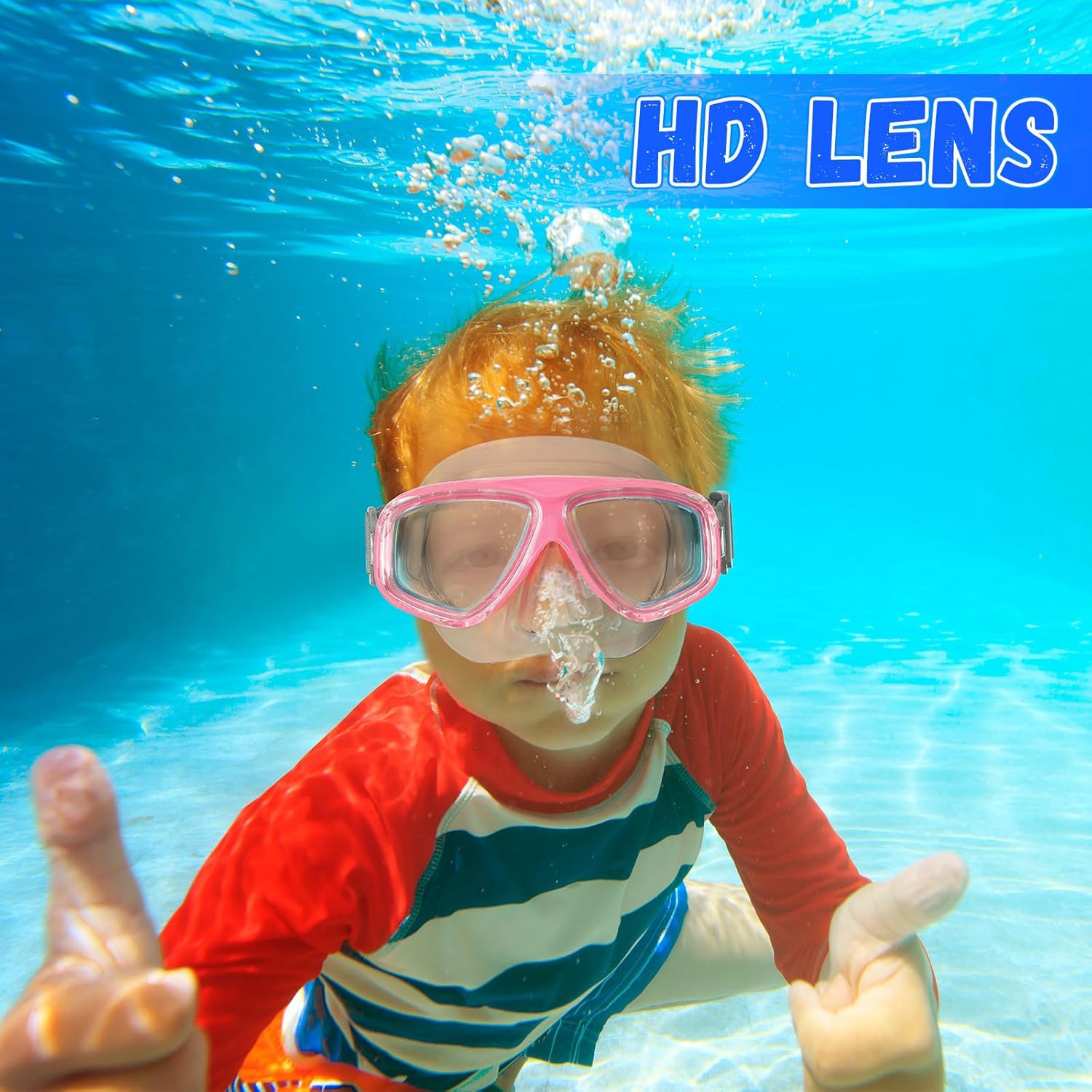 Flutesan 4 Pcs Kids Youth Swim Goggles with Nose Cover Elastic Strap Diving Swim Mask Swimming Waterproof Snorkel Goggle