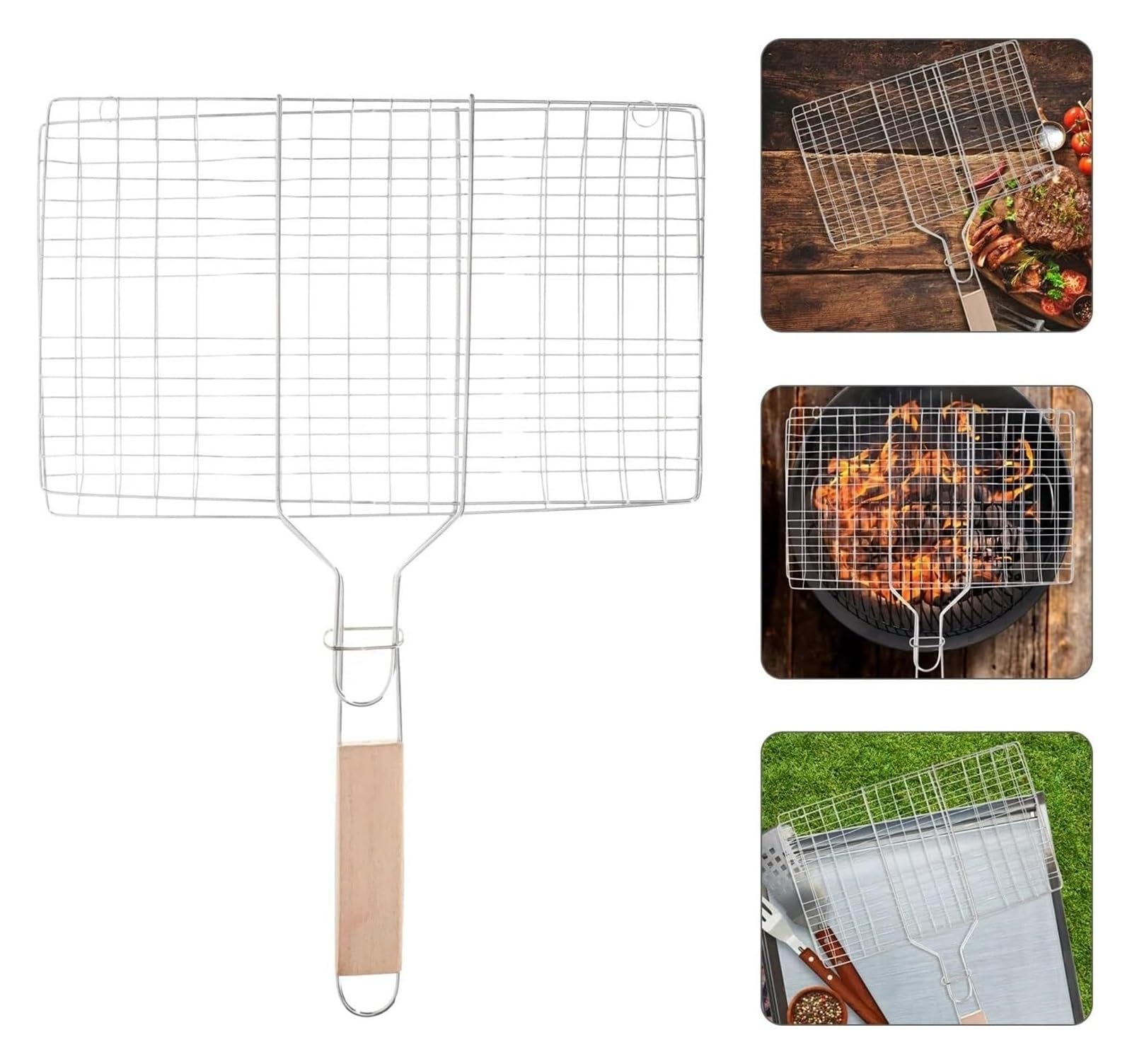 Ruszt do grilla BBQ Przenośny grill Sztućce Ruszty do grilla Ruszty Narzędzia do grillowania na świeżym powietrzu Siatka druciana do grilla Koszyk do grilla Uchwyt na ryby do grilla