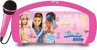 Lexibook - Barbie Doll - Wireless Light Speaker with Mic, Stereo Audio, Karaoke Function, USB and SD Card Ports, Rechargeable Battery, Handle to Take Everywhere, Rose, BTP585BBZ