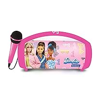 Lexibook – Barbie – Altoparlante luminoso senza fili con microfono, suono stereo, funzione Karaoke, porte USB e per schede SD, batteria ricaricabile, maniglia per portarlo ovunque, Rosa, BTP585BBZ