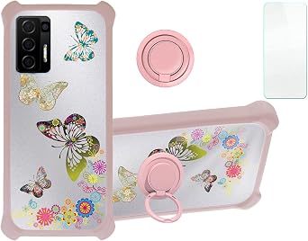 jioeuinly Blu F91 5G Case Compatible with Blu F91 5G Phone Case Cover [with Tempered Glass Screen Protector][Hard PC + Soft Silicone][Silver Reflect Light] DYF-CSD