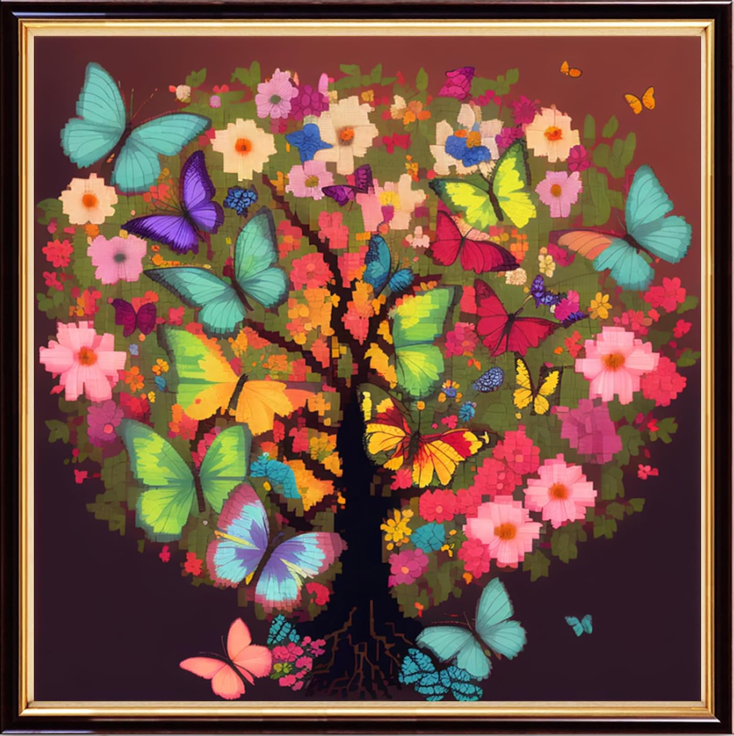 Redxing Stamped Cross Stitch Kits Embroidery kit for Beginners Adults Full Range of Embroidery Patterns Starter Kits DIY Printed Cross Stitch Kits Needlepoint Kits 11CT-Colorful Tree 17.7x17.7 inch