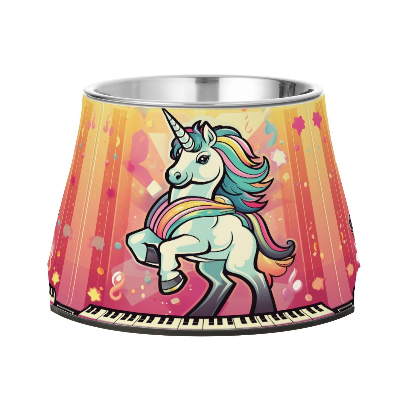 Mignon Licorne Rose Gamelles AntidéRapantes pour Chiens,Empilables en Acier Inoxydable pour Chiots