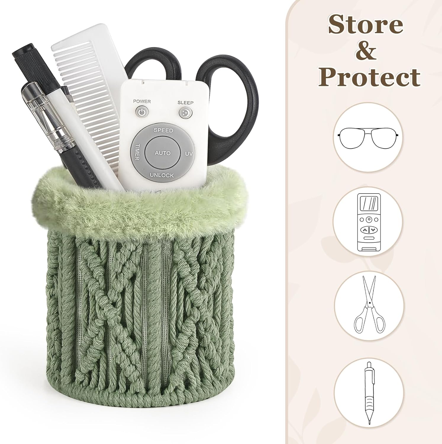 Mkono Glasses Holder for Nightstand Plush Lined Glasses Stand for Multiple Eyeglasses Boho Decor Eyeglass Case for Office - Image 5