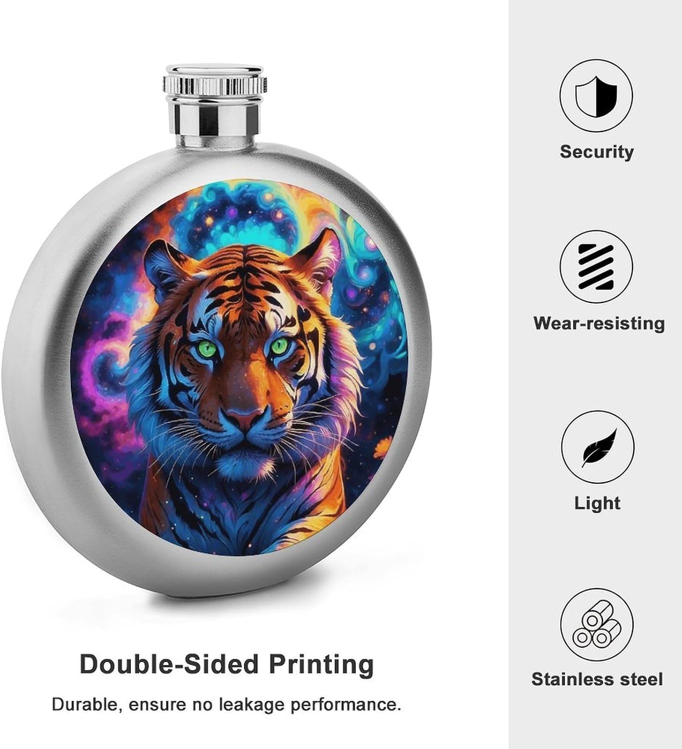 Starry Sky Tiger Stainless Steel Flagon to 5 Oz with Screw Cap,Hip Flask for Men–Whiskey & Liquor Pocket Flask,Alcohol Flagon for Camping Drink Sports Outdoor Wine Bottle