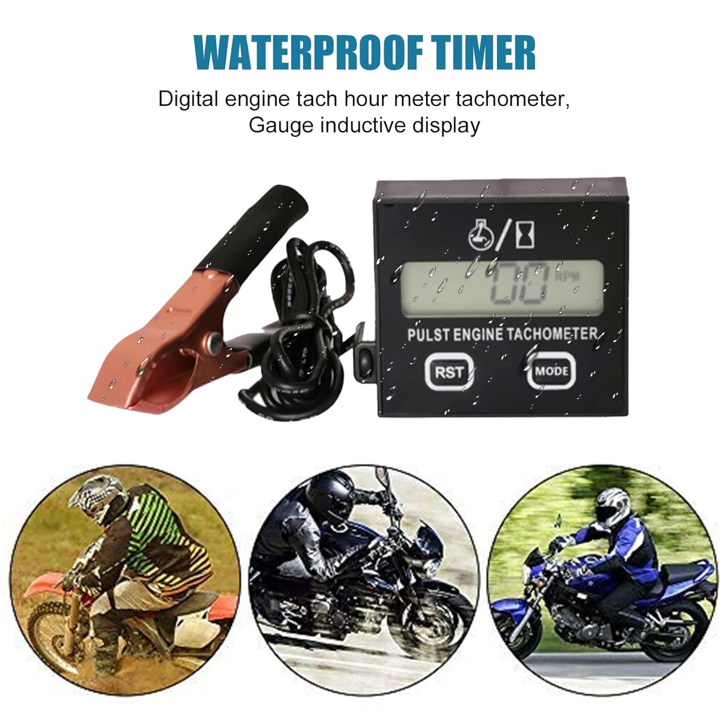 Bohisen Digital Chainsaw Tachometer Tach Gauge Digital Display Pulse Speedometer for Gesture Induction Chain Saw Cropper Generator Lawn Mower RV ATV Dirt Bike Motocross Boat Tractor (1)