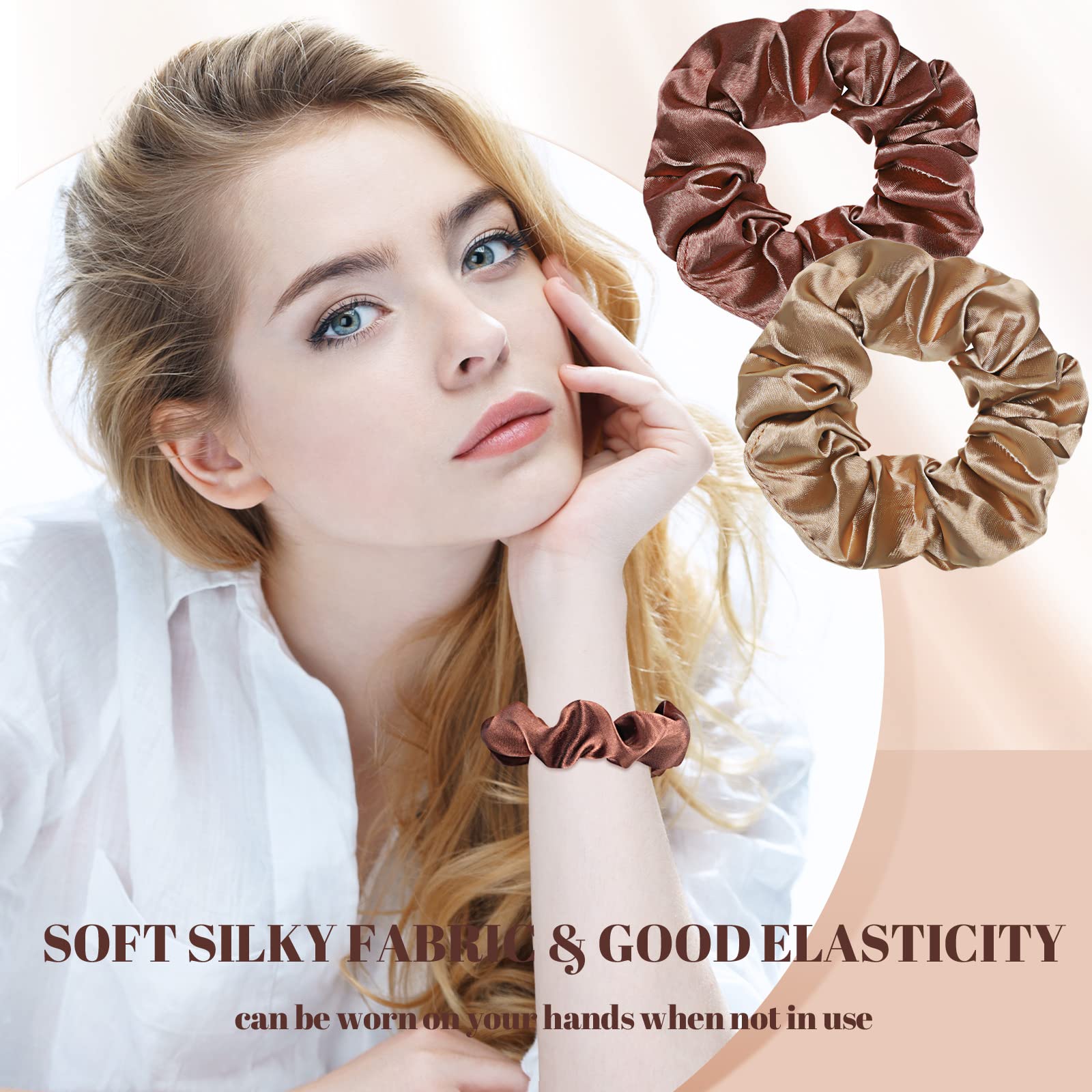 Satin Scrunchies Silky Hair Ties Ponytail Holders 24 Pack Elegant Hair Amazon.com : Scrunchies Hair Ties Silk Satin Scrunchy - Hair  main image 3