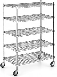 24" x 42" x 70" NSF Chrome Mobile Wire Shelving Starter Kit with 5 Shelves