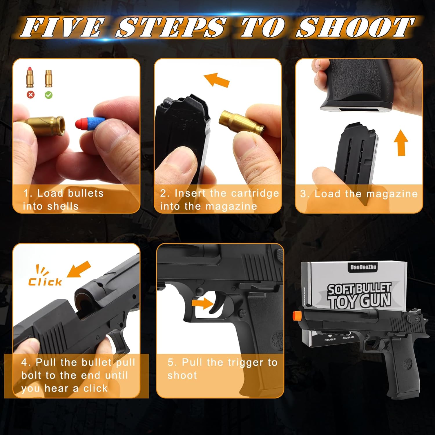 Black Toy Pistol Guns Toys for Ages 8-13 Boys, Soft Bullet Toy Gun Shell Ejecting for Kids Outdoor Shooting Games for 8 9 10 11 12 13+ Year Old Boy Birthday Gifts, Halloween Toys for 8-12+ image 5 of 6 B0D3TWH25N