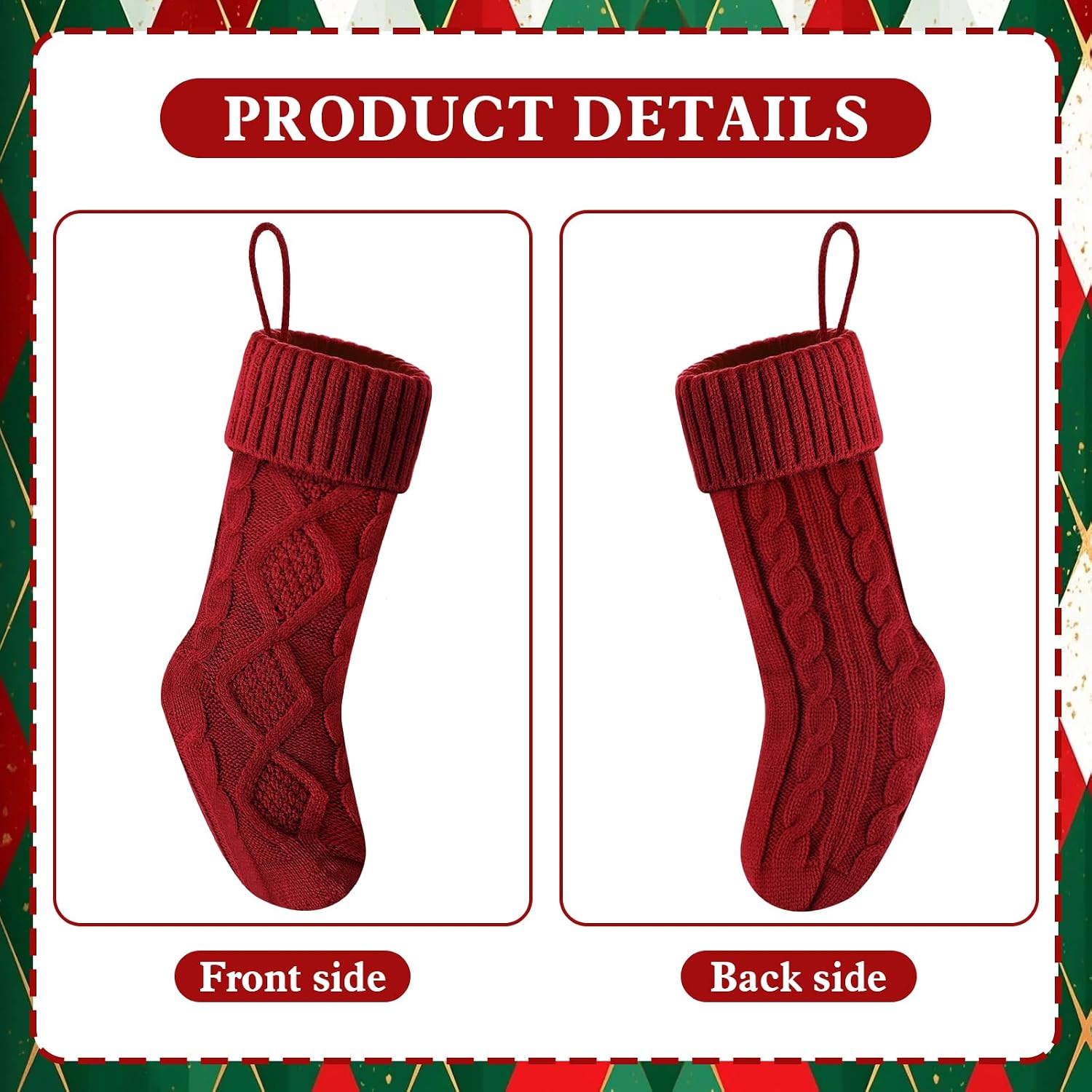 Christmas Stockings 18 Inches,Knitted Socks Christmas Decoration