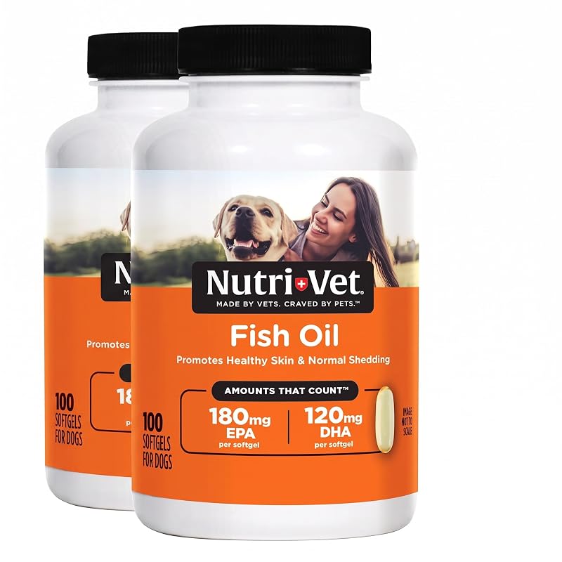 Suplemento de Óleo de Peixe para Cães Nutri-Vet com Ômega 3, EPA e DHA, 200 cápsulas