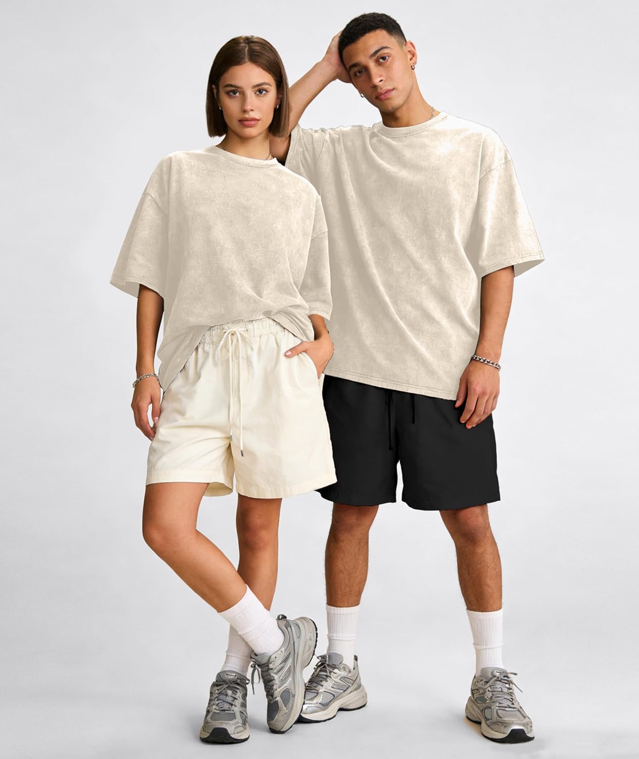 Little Beauty Men's Oversized T-Shirts Heavyweight Cotton Vintage Washed Tee Shirts Unisex Casual Streetwear Baggy Tops - Image 3