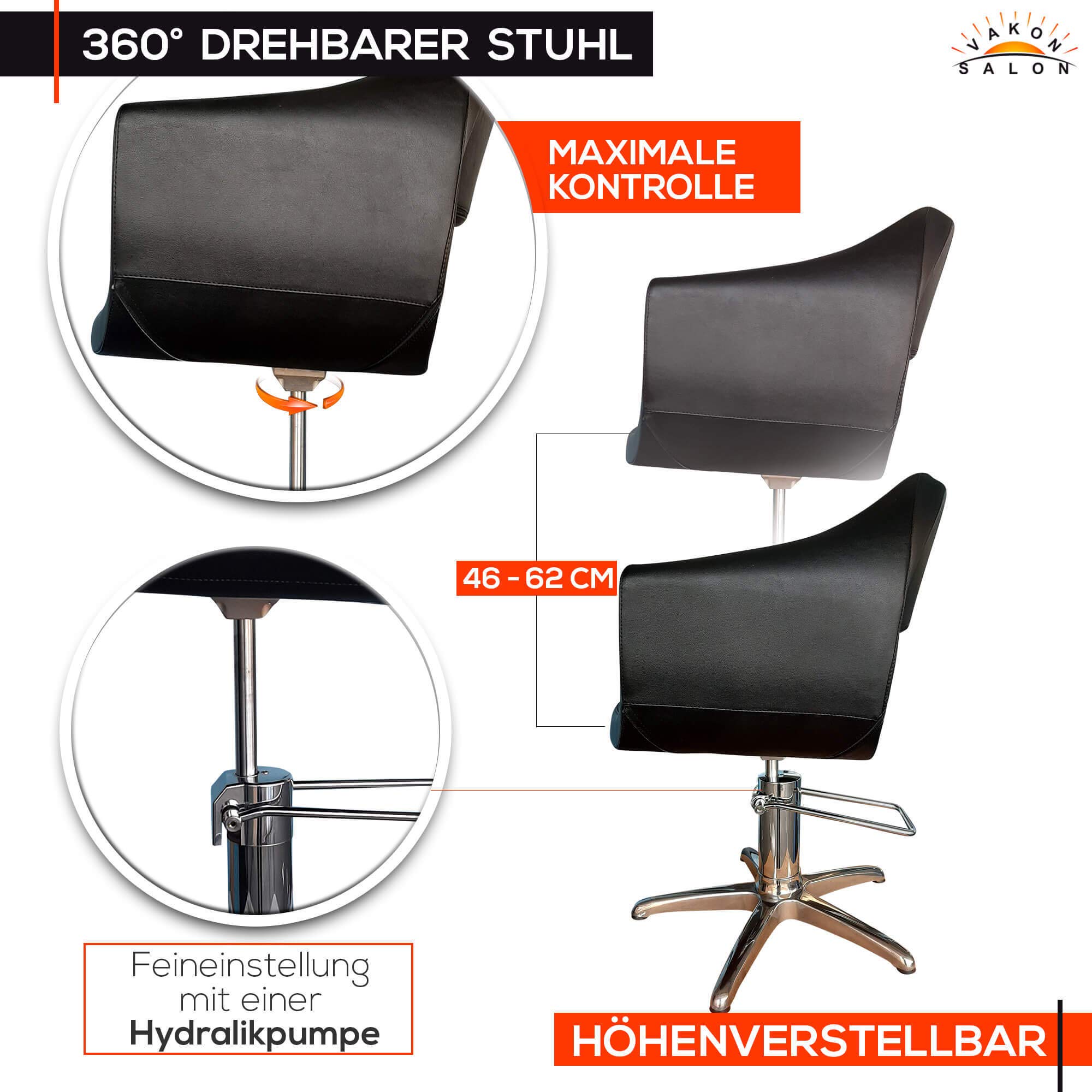 Friseurstuhl höhenverstellbar Kreuzfuss Aluminiumguss Hydraulik Coiffeurstuhl Design 04