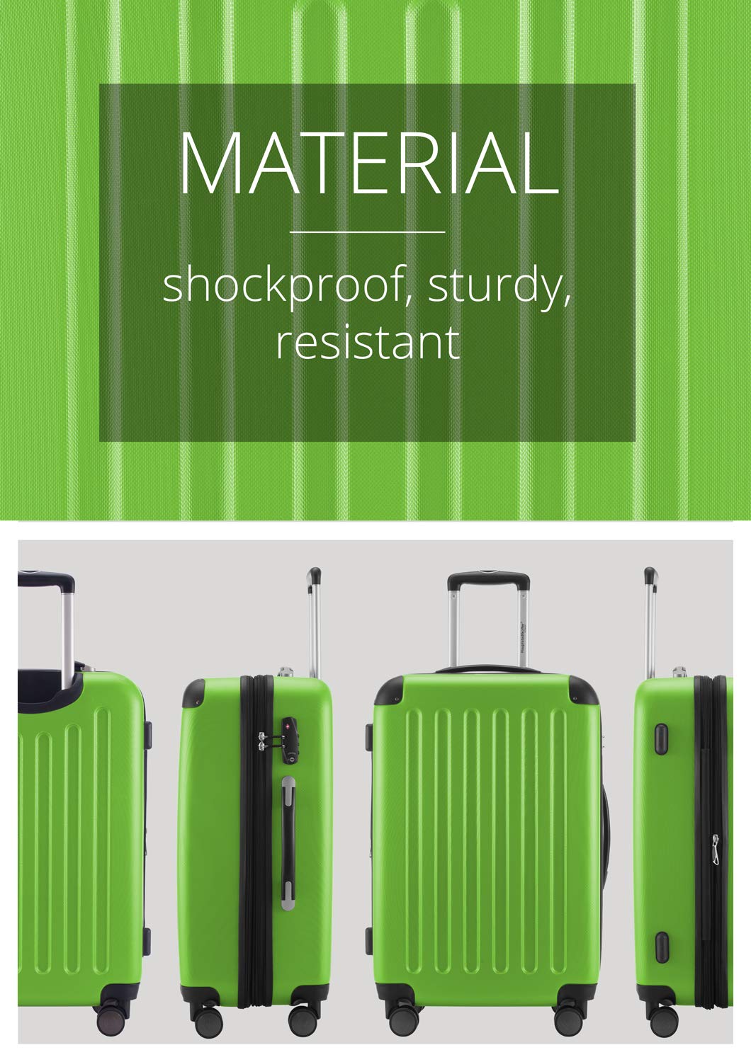 HAUPTSTADTKOFFER - SPREE - Valigia rigida, Trolley espandibile, Bagaglio con 4 ruote doppie, TSA, 75 cm, 119 litri, Nero