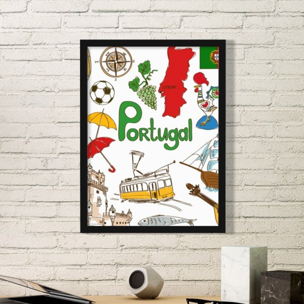 Cadre photo Portugal illustration originale petit format à offrir aux passionnés