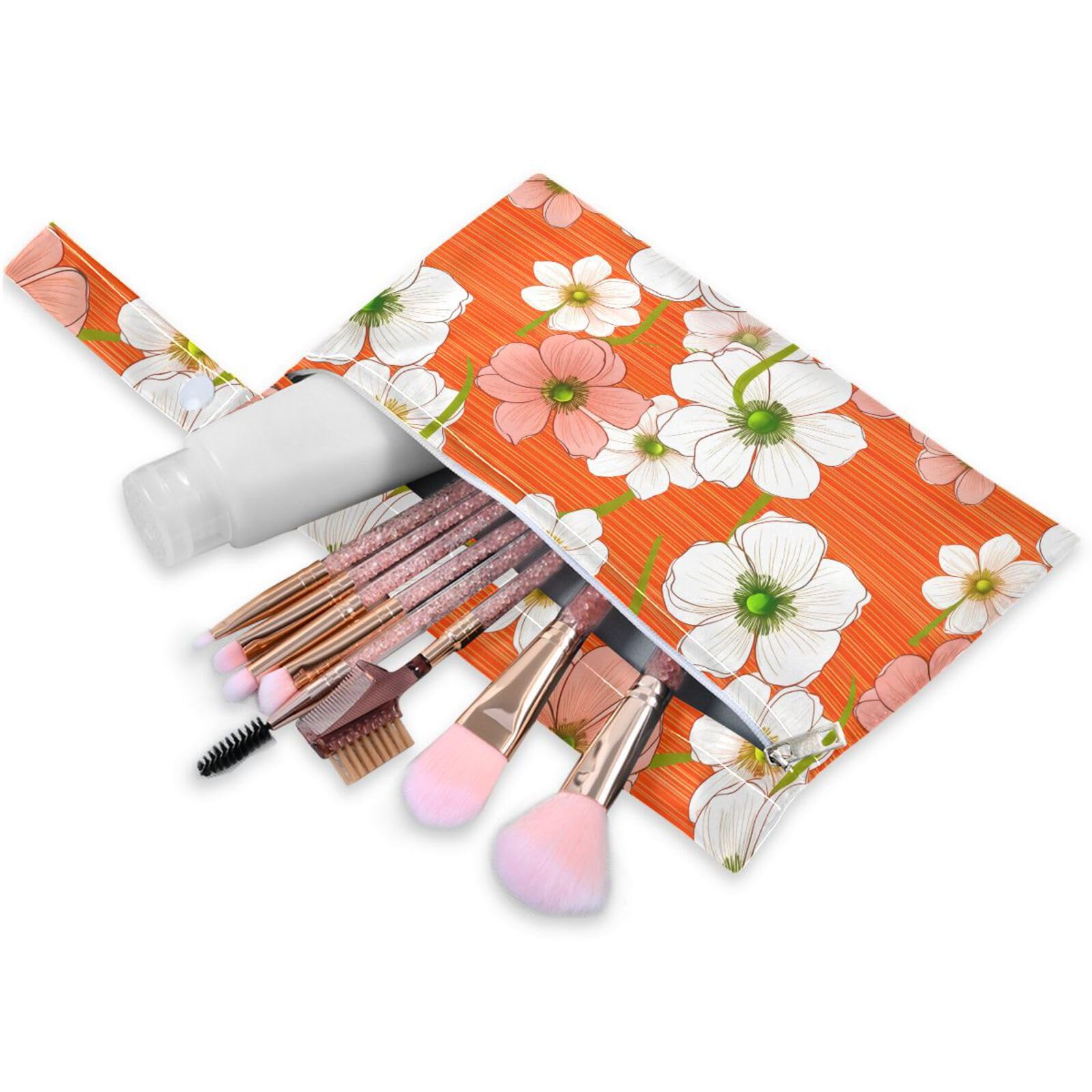 Coikll Wet Dry Bags for Cloth Diaper 2 Pack Waterproof Yoga Gym Bag for Swimsuit Wet Clothes Baby Items-?White Flowers?