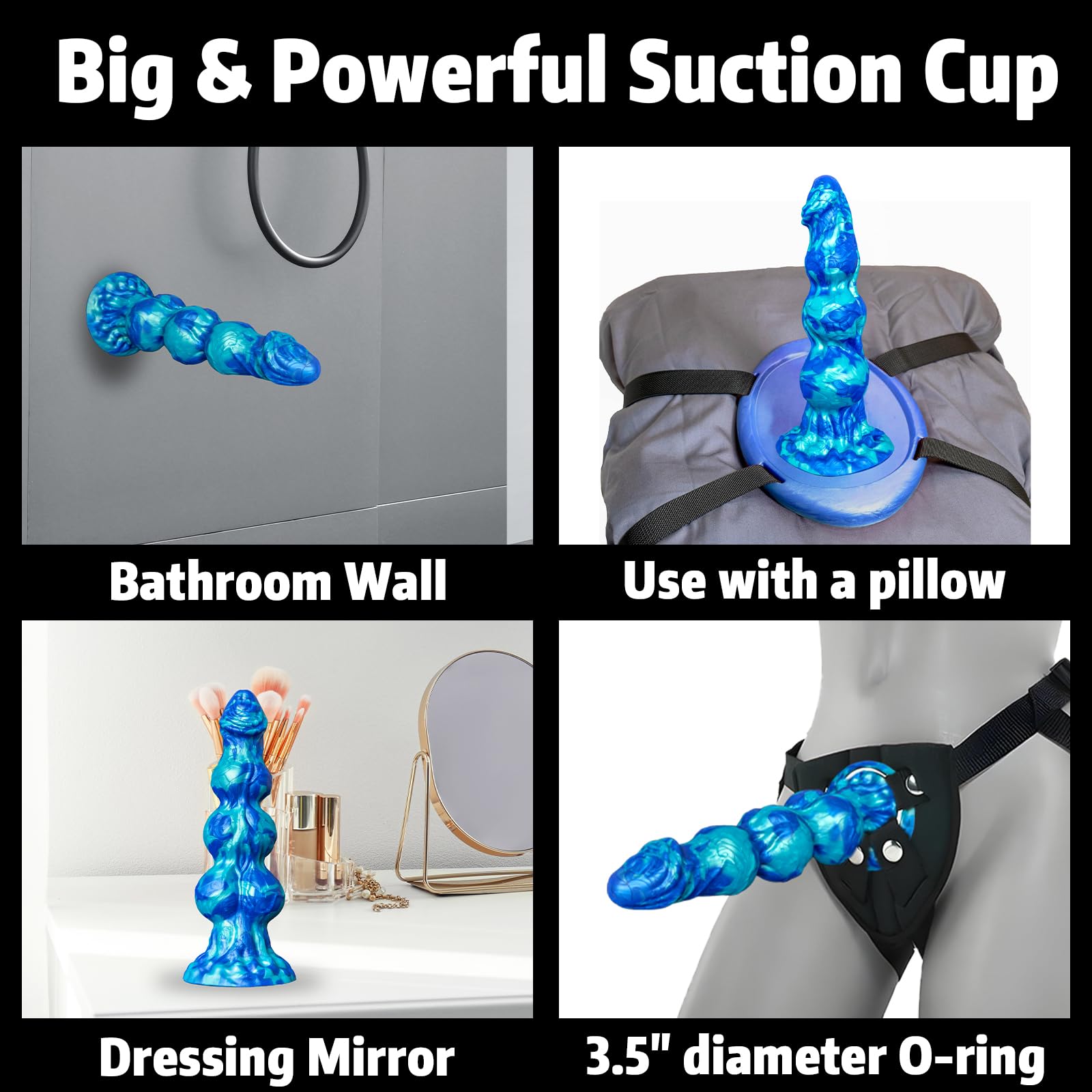 9.75” Big Knot Monster Fantasy Dildo - Thick Girth Alien Dildo with 3 Dog Knots, XL Large Giant Liquid Silicone Anal Dildos with Strong Suction Cup, Adult Sex Toys & Games for Women Men: Blue