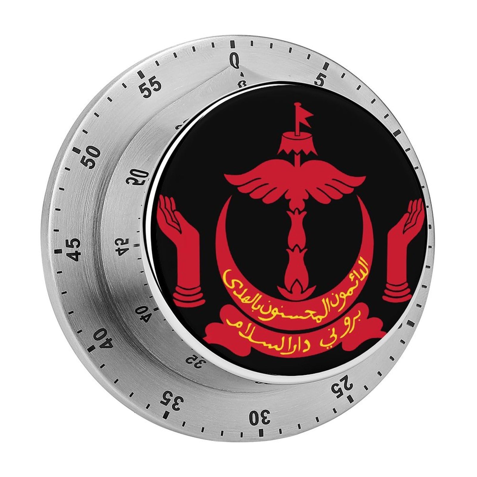 Emblem of Brunei Mechanical Timer with Alarm for Kitchen Cooking Productivity Stainless Steel Timers