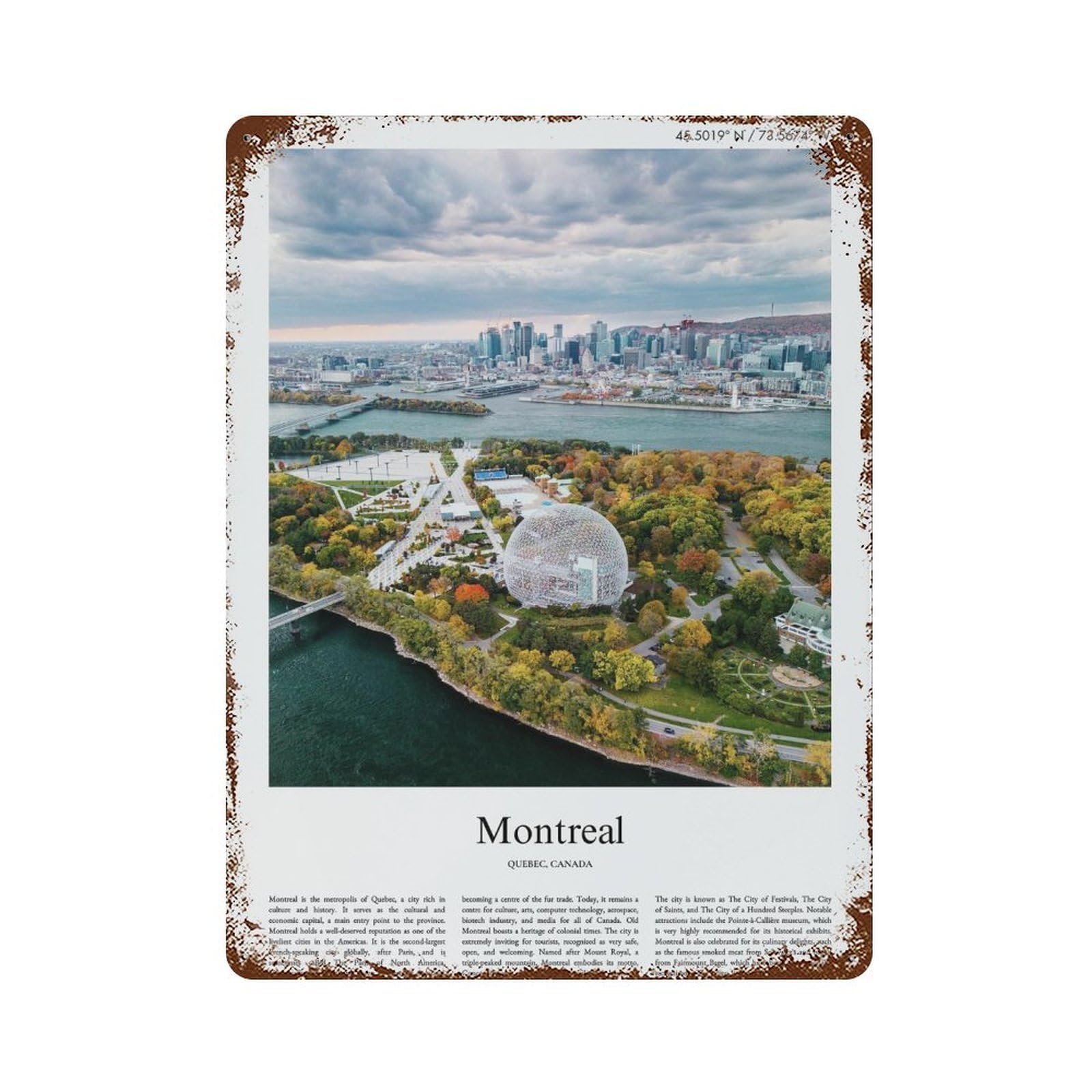 xiaoxiaoshen Montreal Quebec, Canada City Scenery Wall Decor Art Metal Tin Poster Modern Home Decor Art Home Bar Shop Decorations Vintage Sign 40x30cm