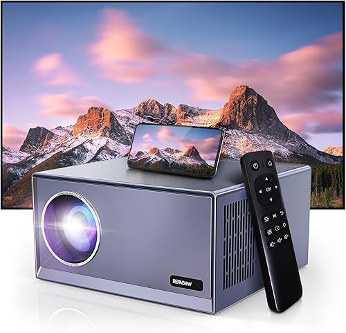 Proyector Bluetooth WiFi 5G - Proyector de película nativo 1080P 4K compatible con proyector de películas Repabow 550 ANSI Lumen 300 pulgadas Zoom