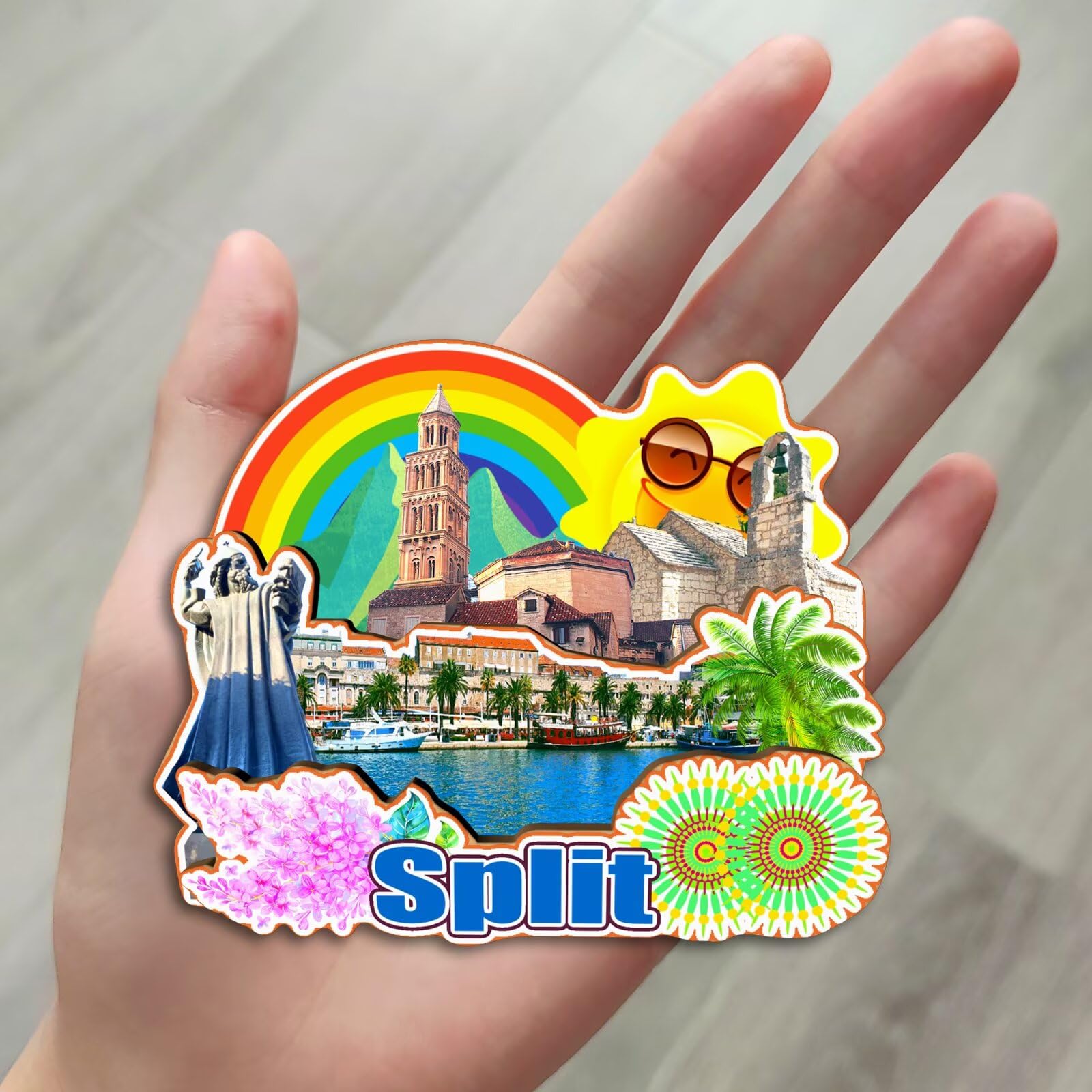 Magnes na lodówkę Split Chorwacja magnes na lodówkę pamiątki z podróży po mieście prezenty turystyczne 3D klasyczne zabytki ręcznie robione rękodzieło dekoracja domu -3956