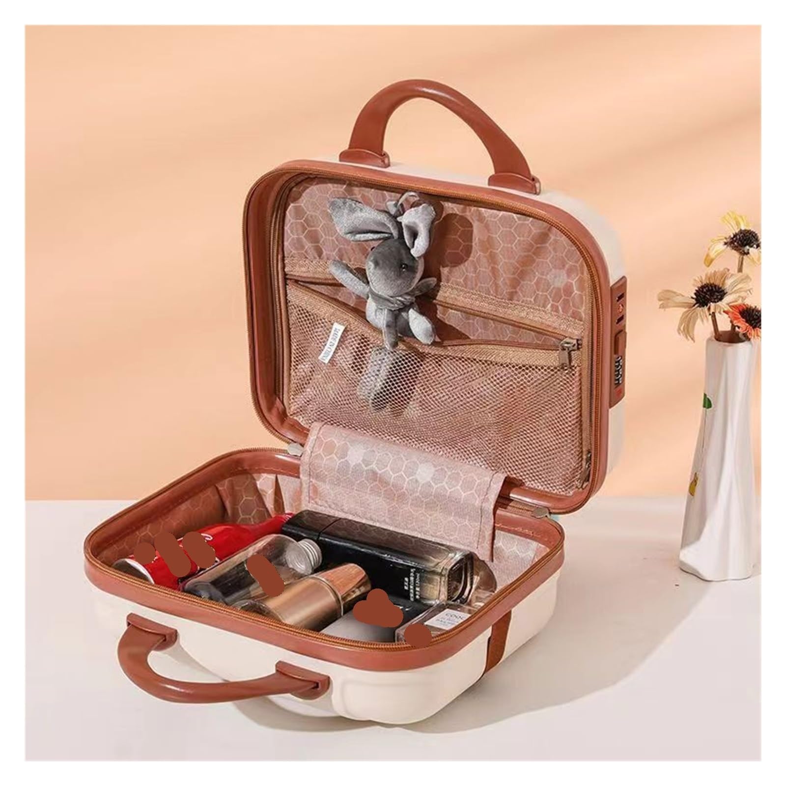 Bolsa Maquillaje Mini Equipaje portátil de Viaje de Carcasa Dura, Almacenamiento de artículos de tocador, Bolsa de cosméticos, Bloqueo de contraseña for Proteger cosméticos