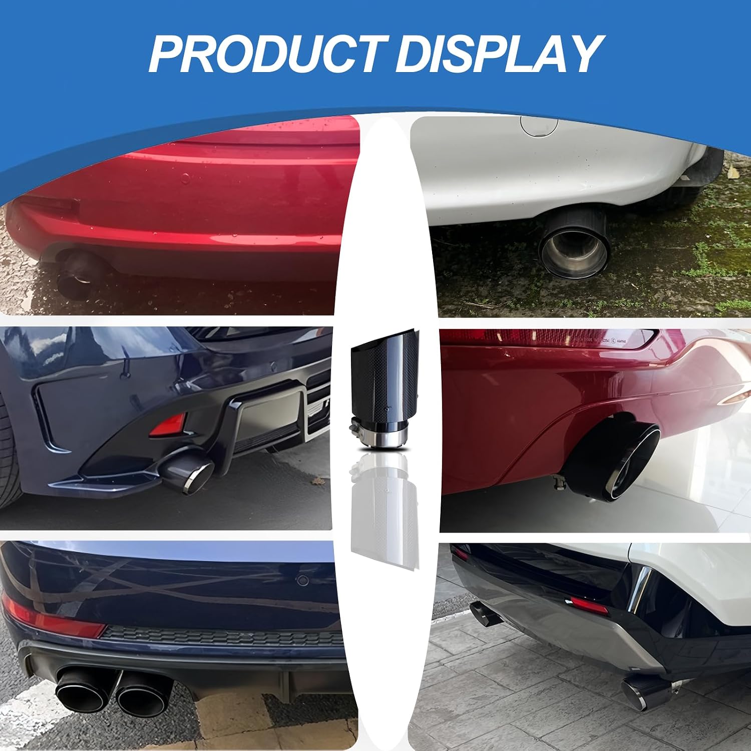 Carbon Fiber Exhaust Tip, 2.5" Inlet to 3.5" Outlet, Universal Muffler Tail Pipe for Automotive Exhaust Systems (Glossy Black, 2.5" in 3.5" out)