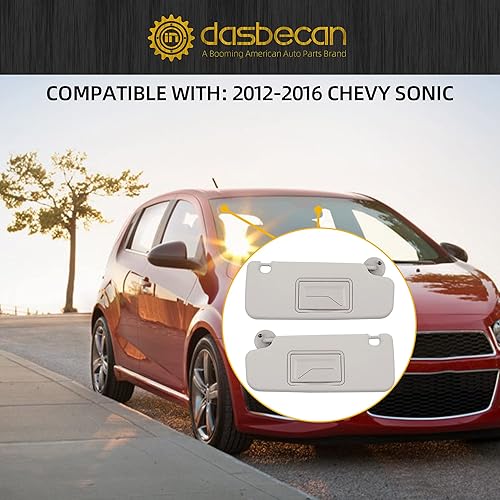 Miniatura 5 de Dasbecan Visera solar para el lado izquierdo del conductor y del pasajero derecho compatible con Chevy Sonic 2012-2020 Spark 2013-2016, reemplaza al