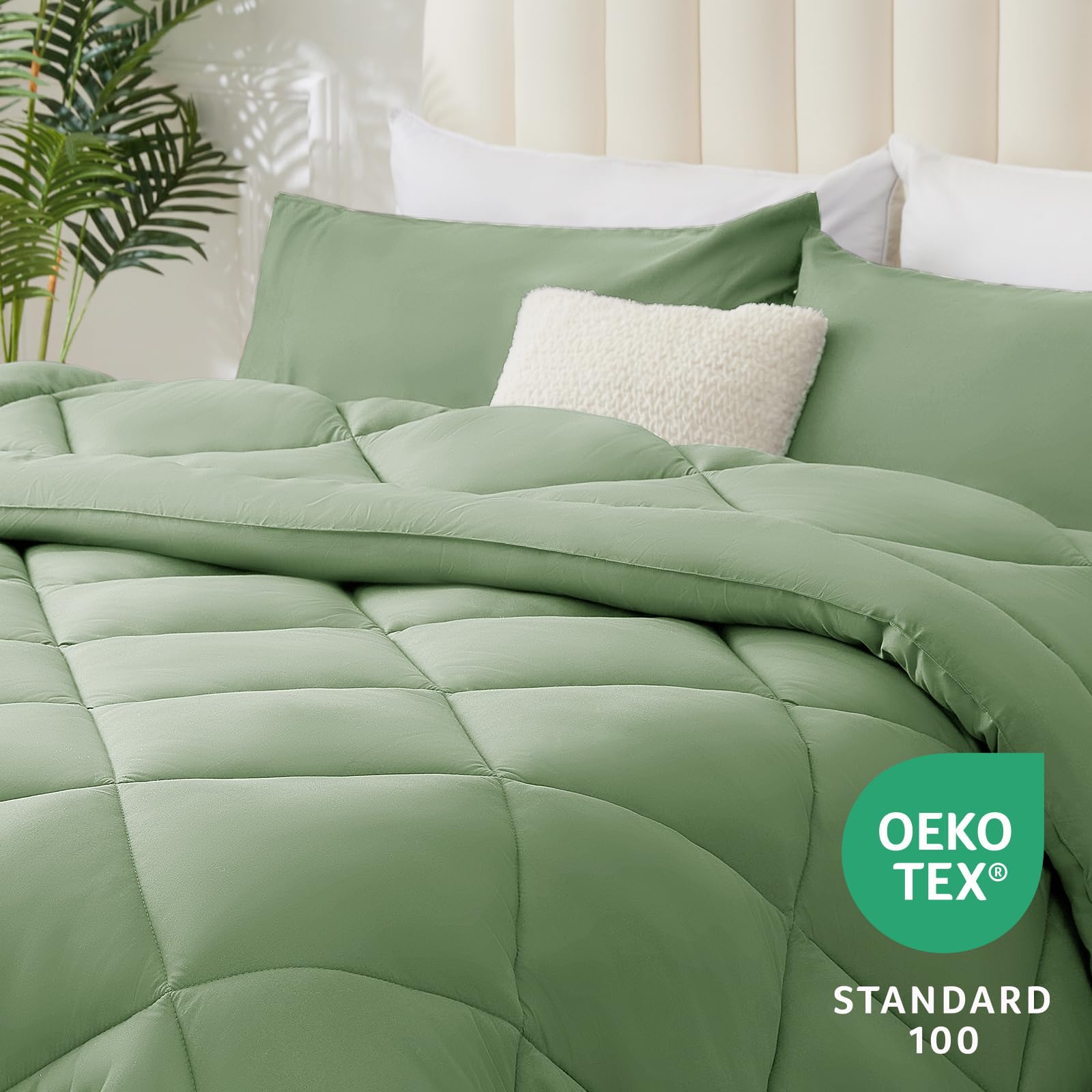 WAVVE Piumino Letto Matrimoniale 4 Stagioni 220x240 - Piumone Autunnale Invernale 220 x 240 cm - Coperta Trapunta 240x220 di Microfibra Sintetico, Verde