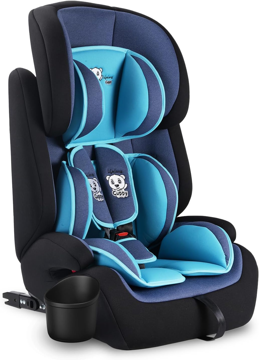 Cuppy 2-in-1 Car Seat & Booster Seat for Baby & Kids, Isofix & Non-Isofix Compatible, 9 M-12 Yrs, ECE R44/04 Safety, Adjustable Headrest, Washable Cushion, 5-Point Harness, Cup Holder (LLCCS022)