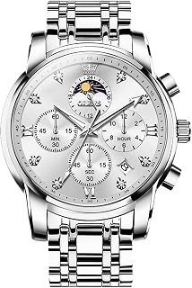 Herren Chronograph Armbanduhr Quarz Edelstahl Analog Dual Time