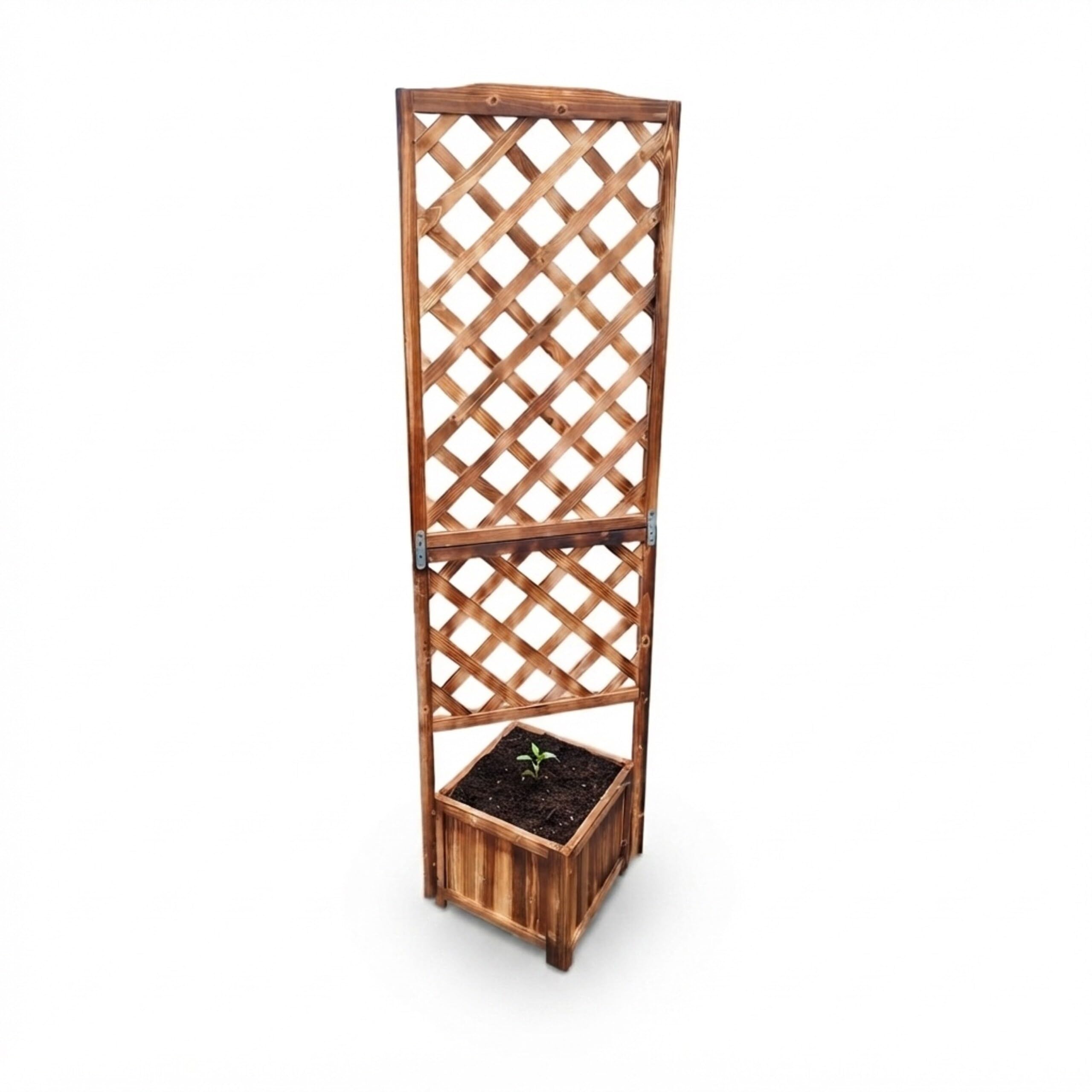 Relaxdays Fioriera con graticcio, HxLxP: 180x55x51 cm, marrone scuro